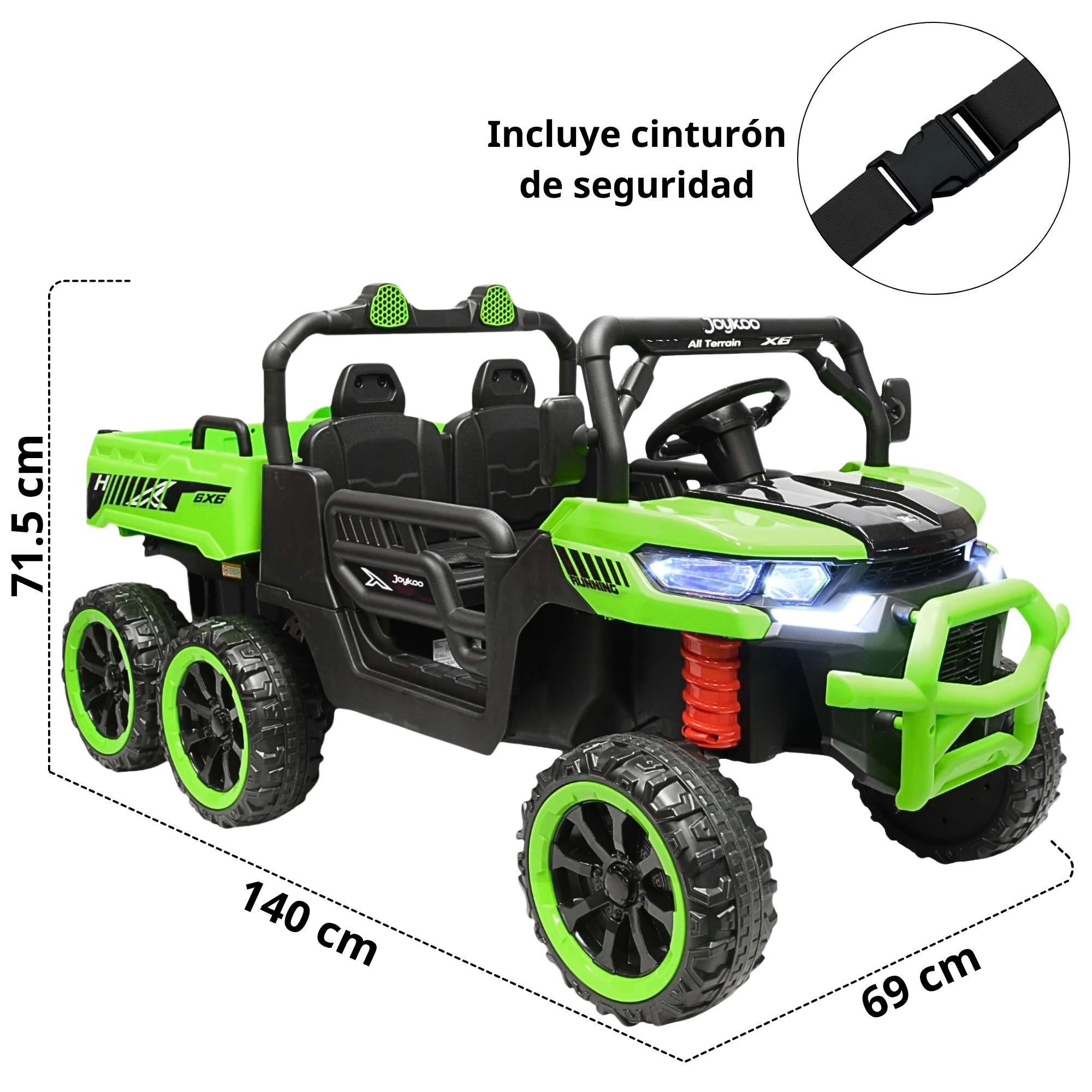 Foto 6 pulgar | Montable Eléctrico Para Niños Tractor 6x6 Caja De Vuelco Atomática Luz Y Sonido Bluetooth 12v - Verde