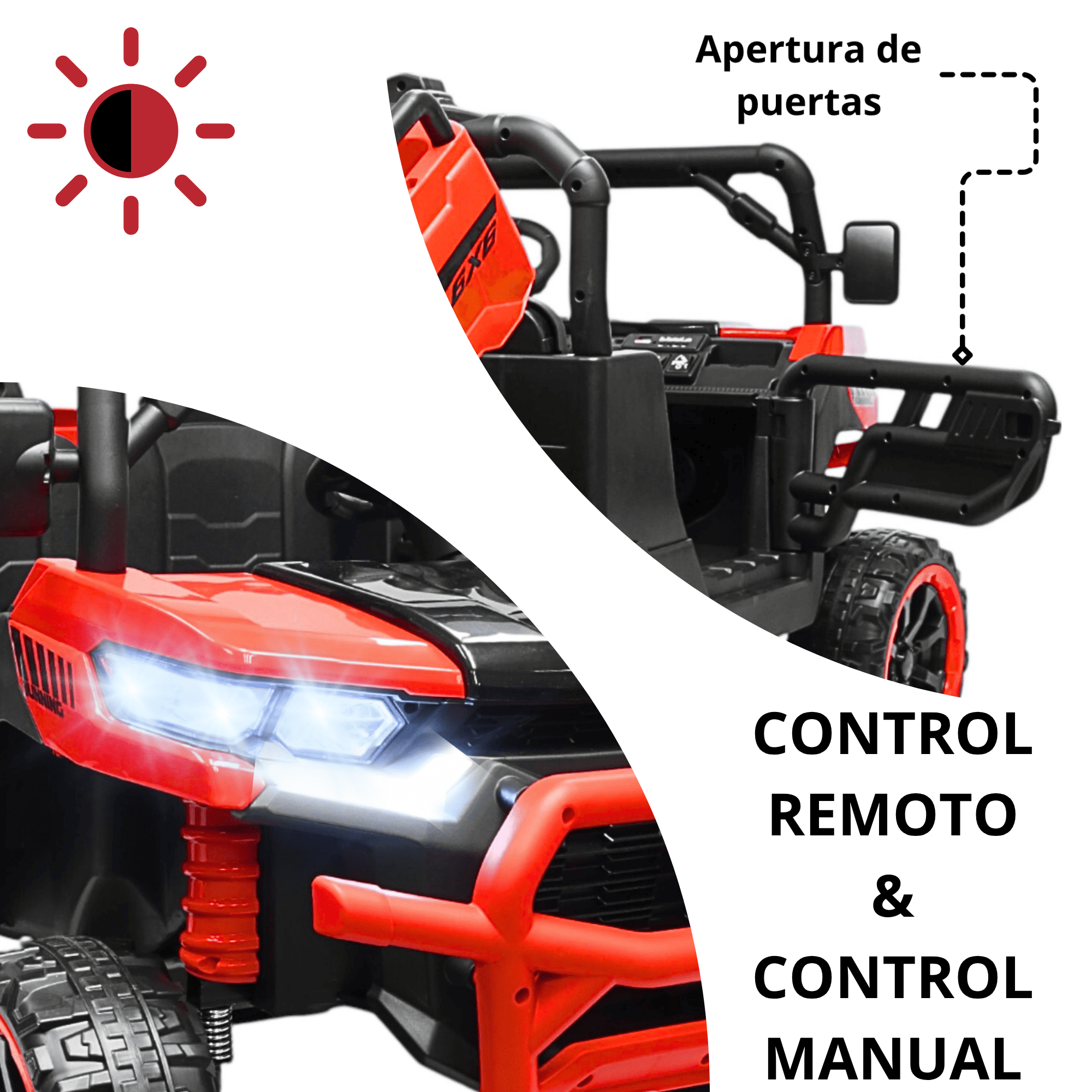 Foto 2 | Montable Eléctrico Para Niños Tractor 6x6 Caja De Vuelco Atomática Luz Y Sonido Bluetooth 12v - Rojo