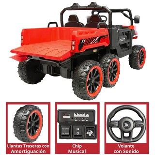 Foto 4 | Montable Eléctrico Para Niños Tractor 6x6 Caja De Vuelco Atomática Luz Y Sonido Bluetooth 12v - Rojo