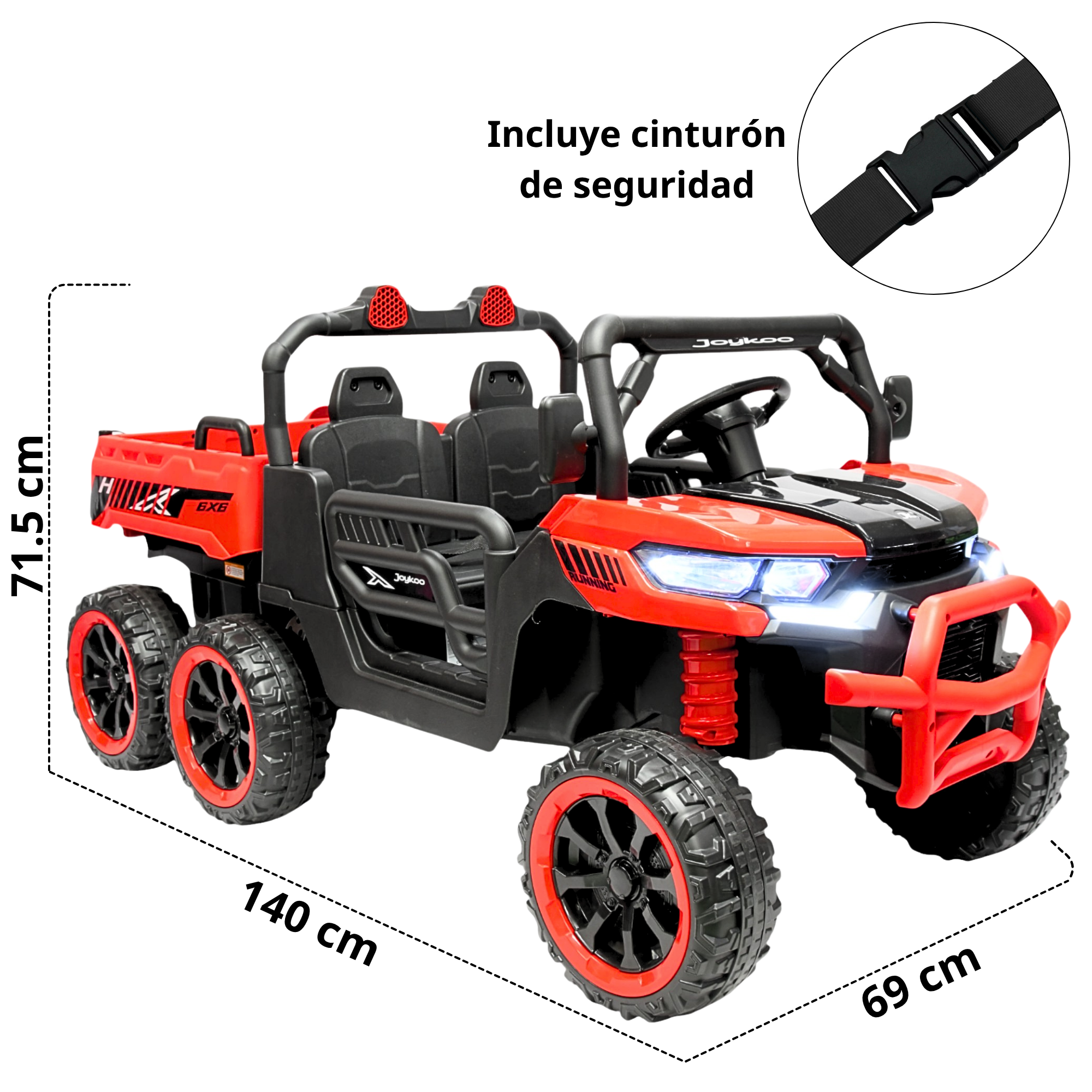 Foto 6 pulgar | Montable Eléctrico Para Niños Tractor 6x6 Caja De Vuelco Atomática Luz Y Sonido Bluetooth 12v - Rojo