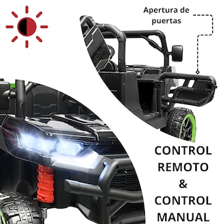 Foto 2 | Montable Eléctrico Para Niños Tractor 6x6 Caja De Vuelco Atomática Luz Y Sonido Bluetooth 12v - Negro