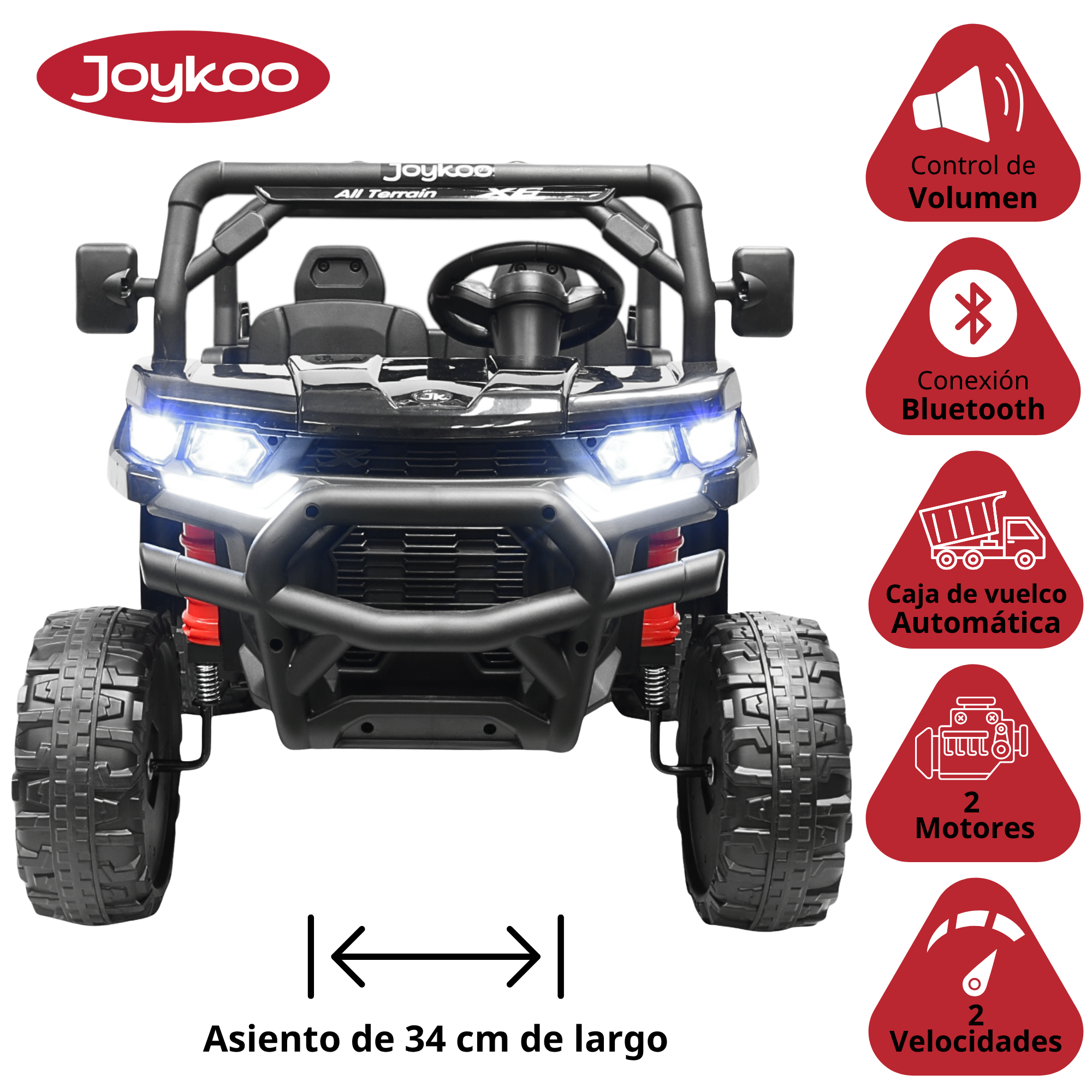 Foto 4 pulgar | Montable Eléctrico Para Niños Tractor 6x6 Caja De Vuelco Atomática Luz Y Sonido Bluetooth 12v - Negro