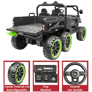Foto 4 | Montable Eléctrico Para Niños Tractor 6x6 Caja De Vuelco Atomática Luz Y Sonido Bluetooth 12v - Negro