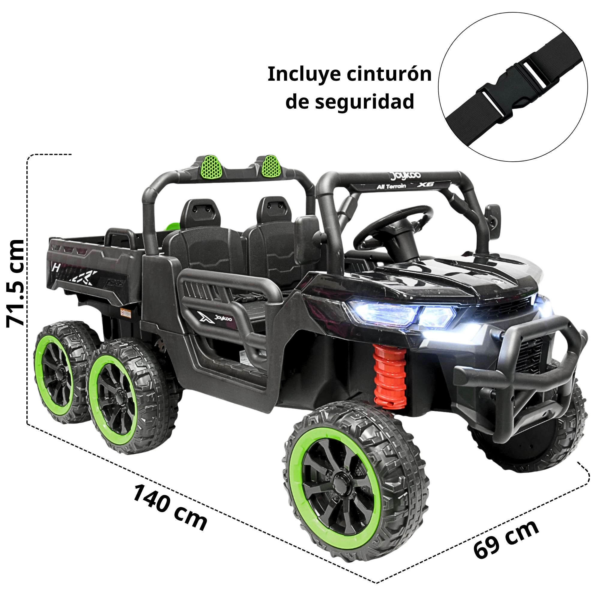 Foto 6 pulgar | Montable Eléctrico Para Niños Tractor 6x6 Caja De Vuelco Atomática Luz Y Sonido Bluetooth 12v - Negro