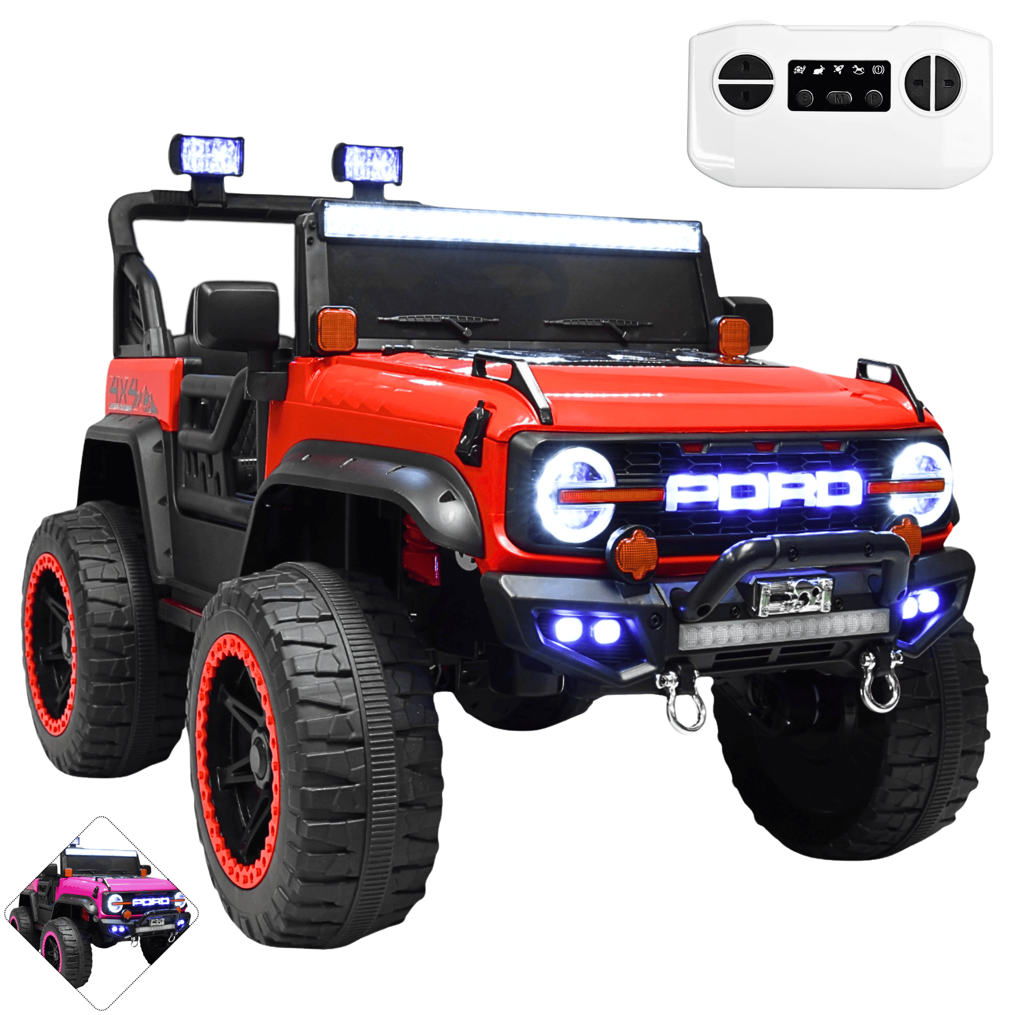 Foto 2 pulgar | Montable Electrico Camioneta 4x4 Para Niños Bluetooth Luces Led Control Remoto Batería 12v - Rojo