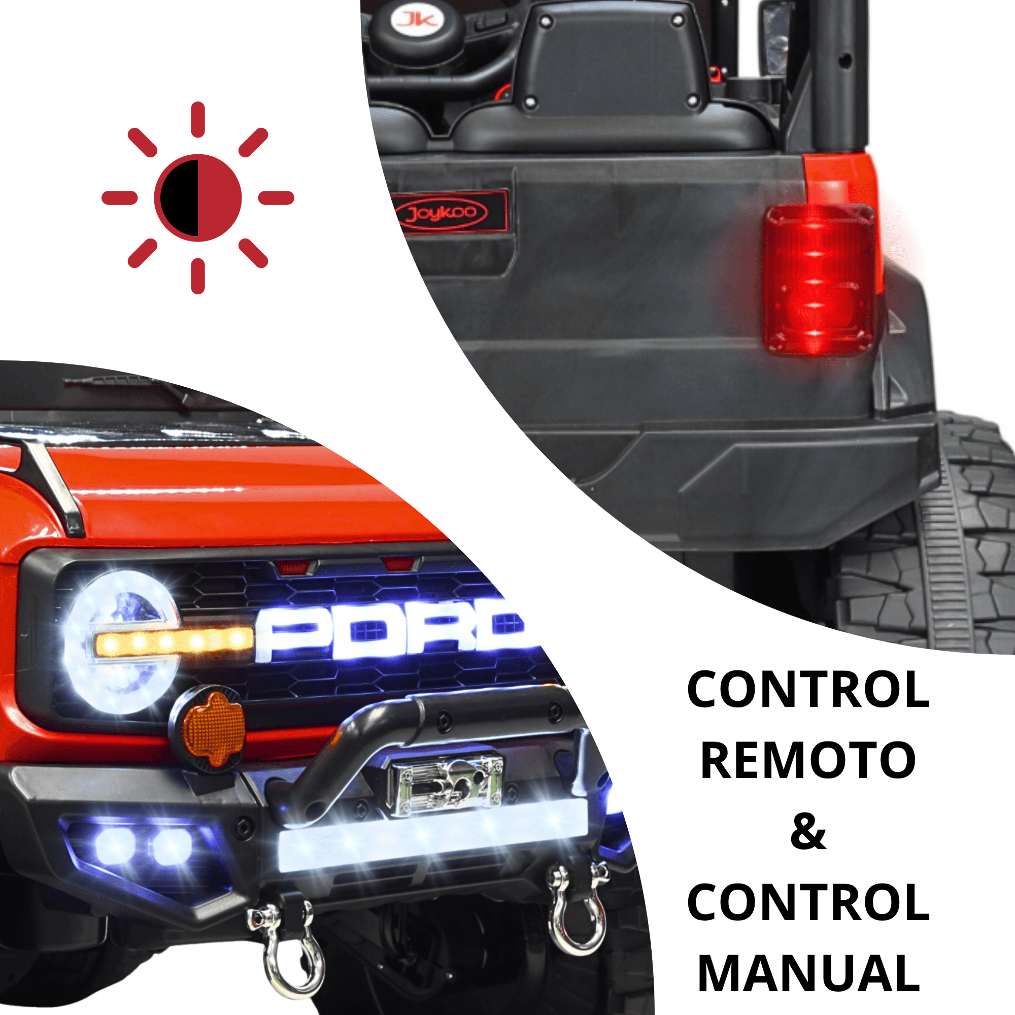 Foto 3 pulgar | Montable Electrico Camioneta 4x4 Para Niños Bluetooth Luces Led Control Remoto Batería 12v - Rojo