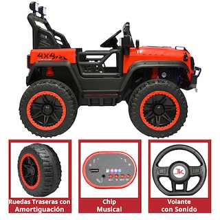 Foto 4 | Montable Electrico Camioneta 4x4 Para Niños Bluetooth Luces Led Control Remoto Batería 12v - Rojo