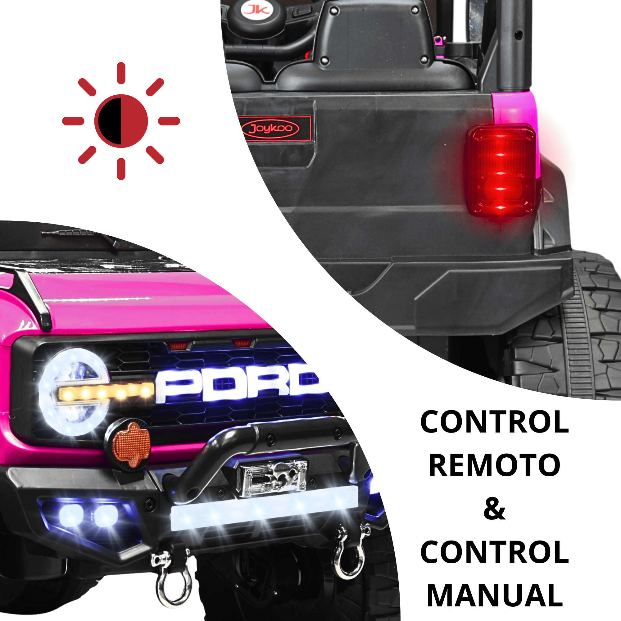 Foto 3 pulgar | Montable Electrico Camioneta 4x4 Para Niños Bluetooth Luces Led Control Remoto Batería 12v - Rosa