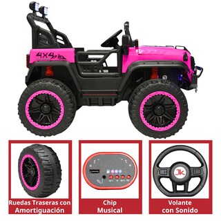 Foto 4 | Montable Electrico Camioneta 4x4 Para Niños Bluetooth Luces Led Control Remoto Batería 12v - Rosa