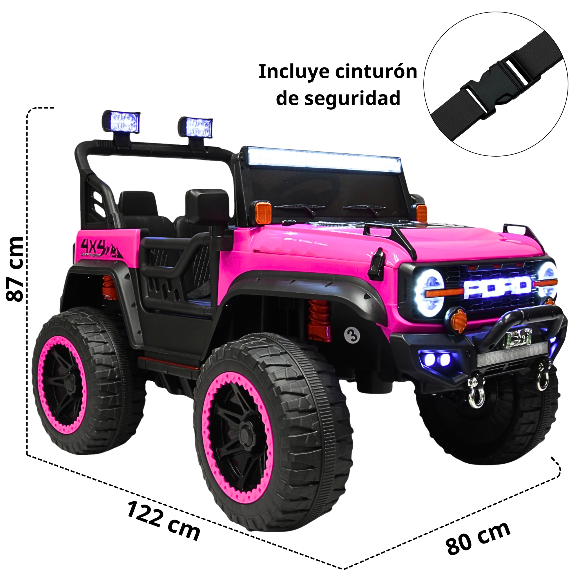 Foto 6 pulgar | Montable Electrico Camioneta 4x4 Para Niños Bluetooth Luces Led Control Remoto Batería 12v - Rosa