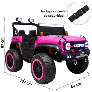 Foto 5 | Montable Electrico Camioneta 4x4 Para Niños Bluetooth Luces Led Control Remoto Batería 12v - Rosa