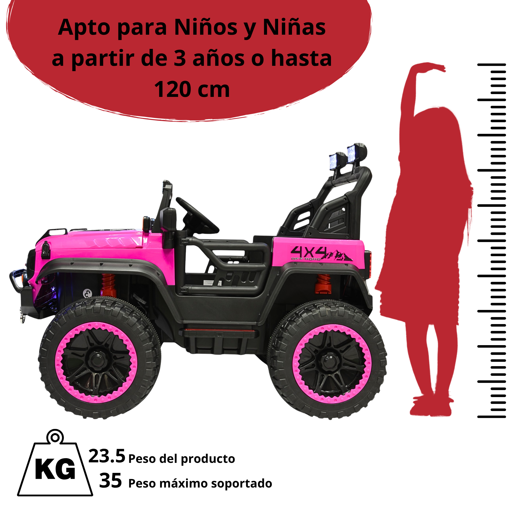 Foto 7 pulgar | Montable Electrico Camioneta 4x4 Para Niños Bluetooth Luces Led Control Remoto Batería 12v - Rosa
