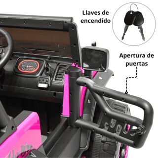 Foto 7 | Montable Electrico Camioneta 4x4 Para Niños Bluetooth Luces Led Control Remoto Batería 12v - Rosa