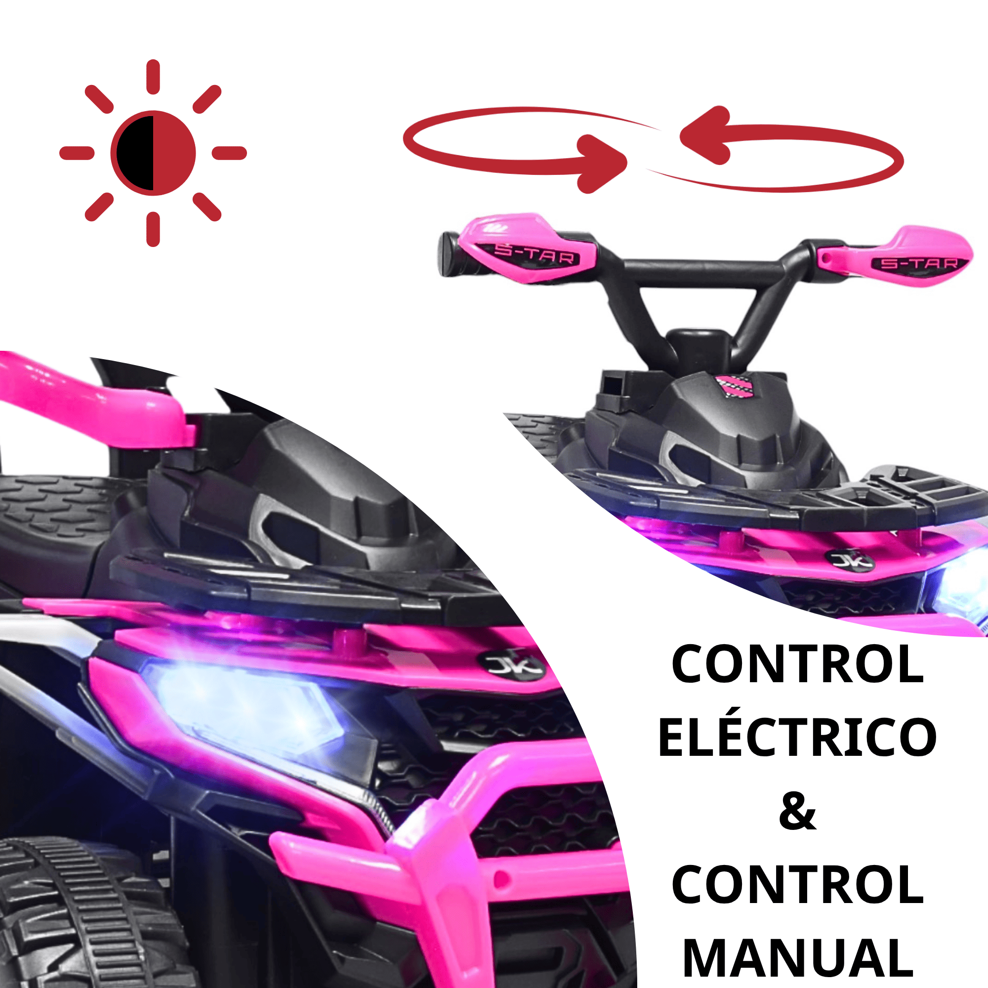 Foto 3 pulgar | Montable Electrico Para Niños Híbrido 4x4 Con Bastón Dirigible Y Pedal Acelerador Barras De Seguridad Luces Bat
