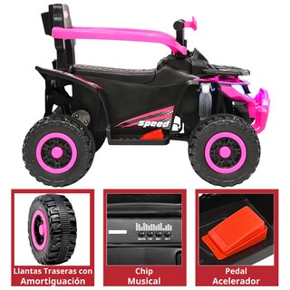 Foto 4 | Montable Electrico Para Niños Híbrido 4x4 Con Bastón Dirigible Y Pedal Acelerador Barras De Seguridad Luces Bat