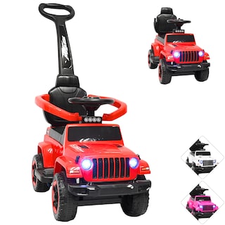 Foto 1 | Montable Electrico Para Niños Híbrido Con Bastón Y Pedal Acelerador Barras De Seguridad Luces Batería 6v - Rojo