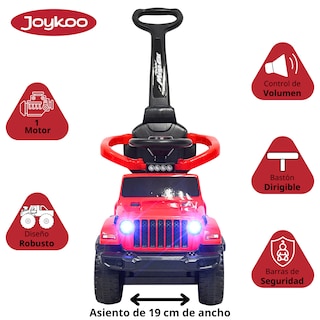 Foto 3 | Montable Electrico Para Niños Híbrido Con Bastón Y Pedal Acelerador Barras De Seguridad Luces Batería 6v - Rojo