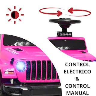 Foto 2 | Montable Electrico Para Niños Híbrido Con Bastón Y Pedal Acelerador Barras De Seguridad Luces Batería 6v - Rosa