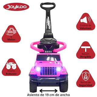 Foto 3 | Montable Electrico Para Niños Híbrido Con Bastón Y Pedal Acelerador Barras De Seguridad Luces Batería 6v - Rosa