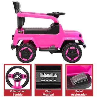 Foto 4 | Montable Electrico Para Niños Híbrido Con Bastón Y Pedal Acelerador Barras De Seguridad Luces Batería 6v - Rosa