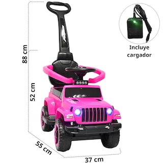 Foto 5 | Montable Electrico Para Niños Híbrido Con Bastón Y Pedal Acelerador Barras De Seguridad Luces Batería 6v - Rosa