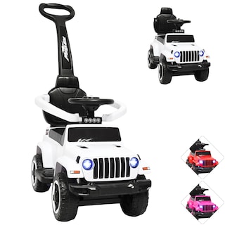 Foto 1 | Montable Electrico Para Niños Híbrido Con Bastón Y Pedal Acelerador Barras De Seguridad Luces Batería 6v - Blanco