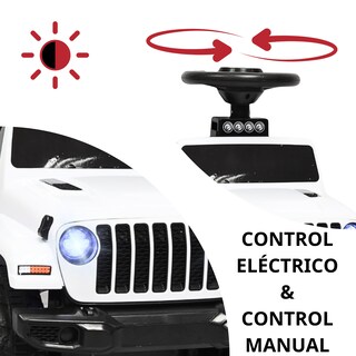 Foto 2 | Montable Electrico Para Niños Híbrido Con Bastón Y Pedal Acelerador Barras De Seguridad Luces Batería 6v - Blanco