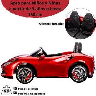 Foto 5 | Montable Electrico Para Niños Deportivo Dos Asientos Luz Sonido Control Remoto Batería 12v - Rojo