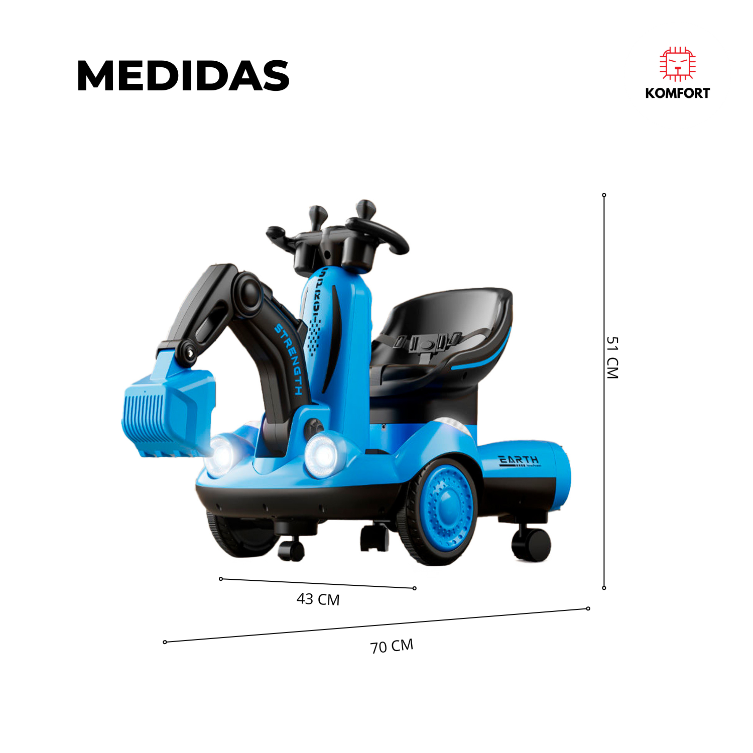 Foto 7 pulgar | Coche Eléctrico Movible Komfort Con Diseño De Excavadora