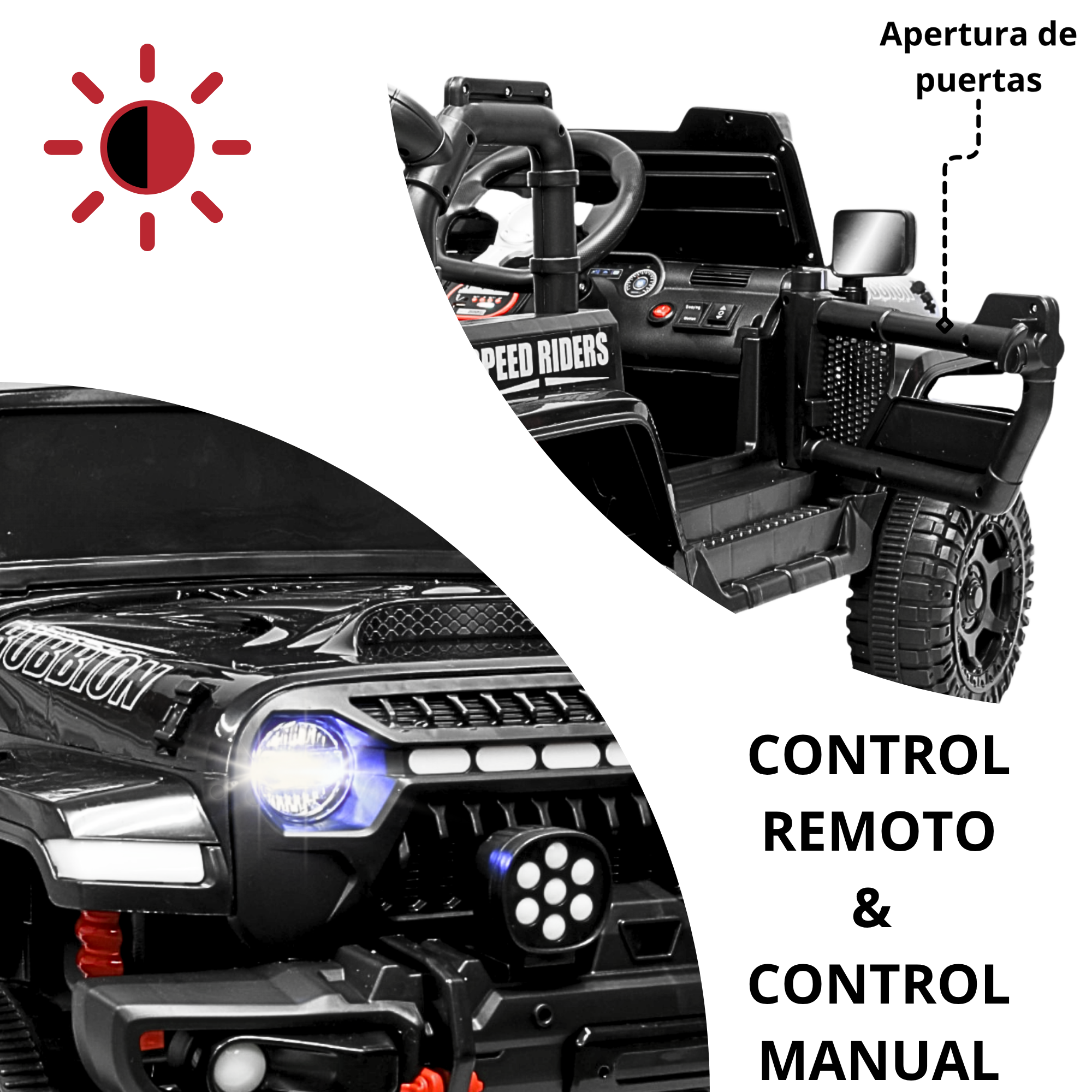 Foto 3 pulgar | Montable Electrico Camioneta Para Niños Control Remoto Luz 12v - Negro