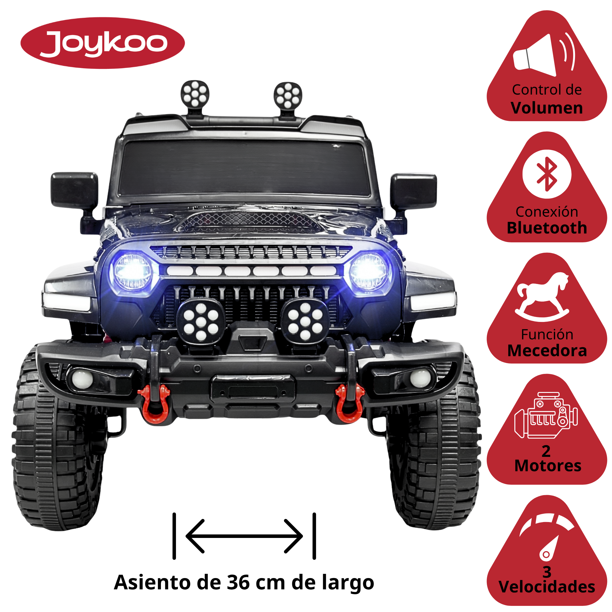 Foto 3 | Montable Electrico Camioneta Para Niños Control Remoto Luz 12v - Negro