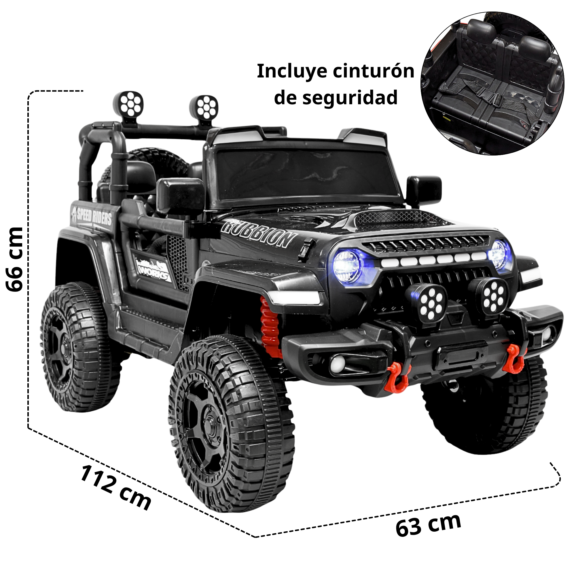 Foto 5 | Montable Electrico Camioneta Para Niños Control Remoto Luz 12v - Negro