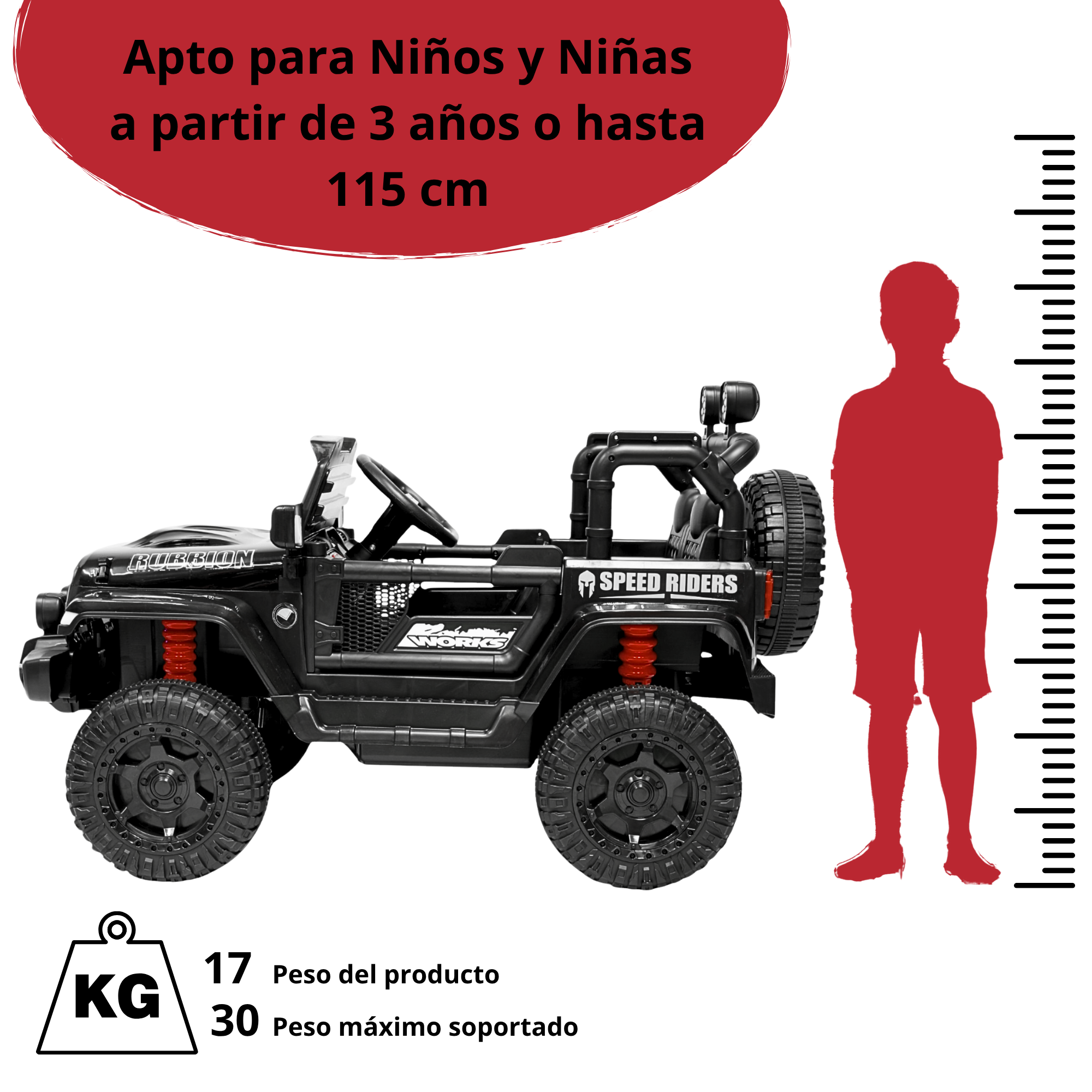 Foto 6 | Montable Electrico Camioneta Para Niños Control Remoto Luz 12v - Negro