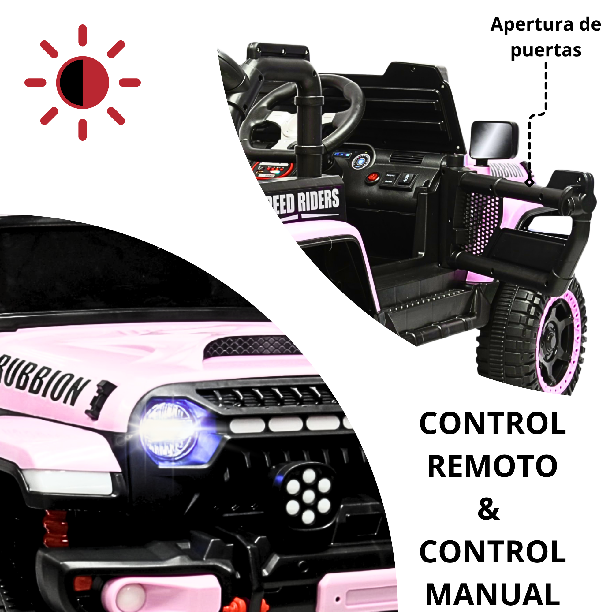 Foto 3 pulgar | Montable Electrico Camioneta Para Niños Control Remoto Luz 12v - Rosa Claro