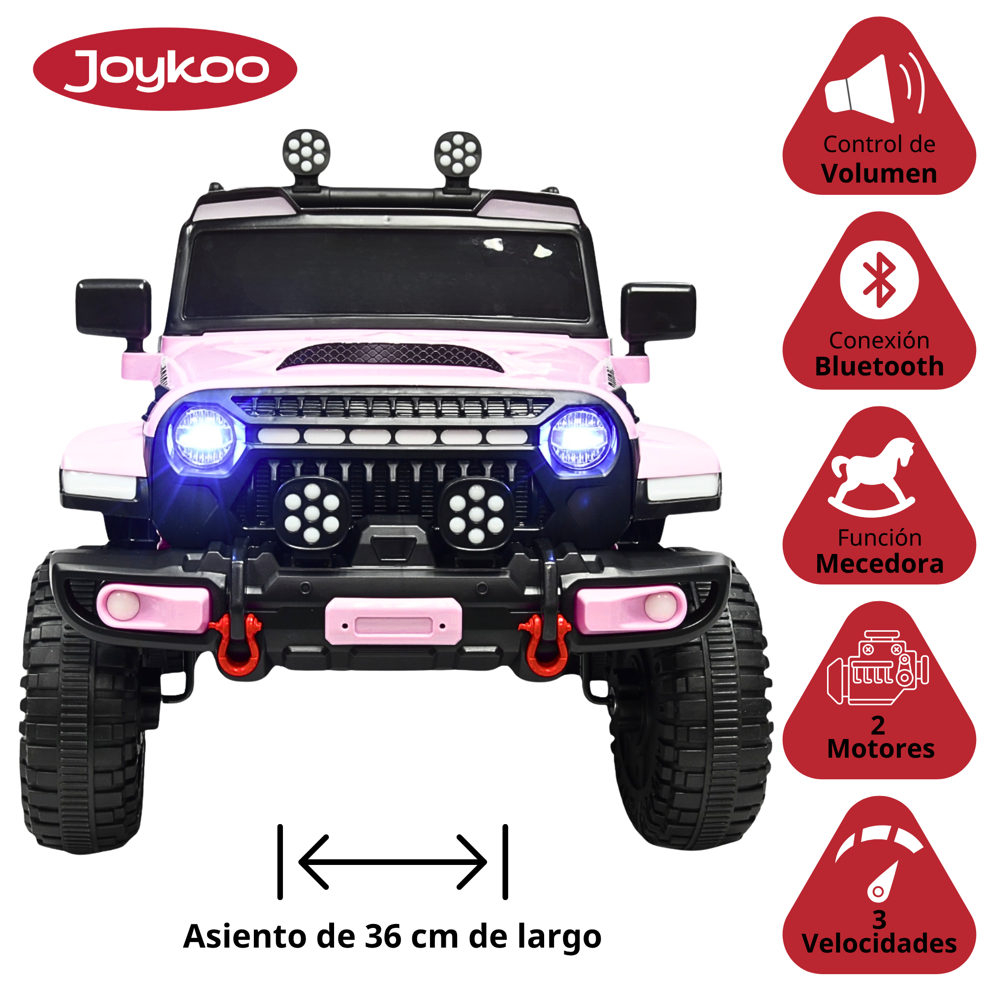 Foto 4 pulgar | Montable Electrico Camioneta Para Niños Control Remoto Luz 12v - Rosa Claro