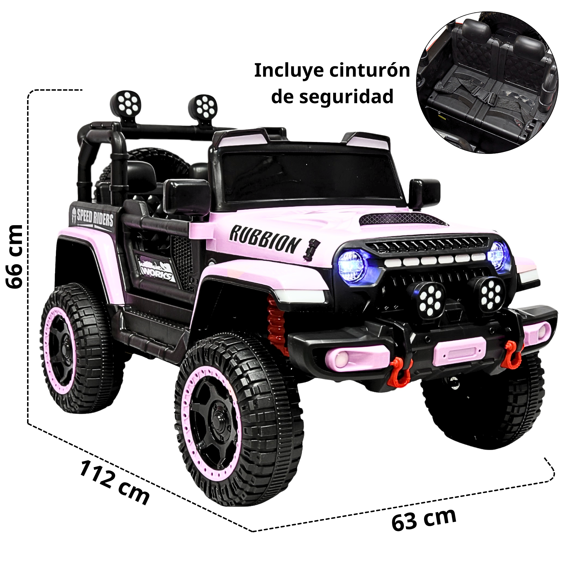 Foto 6 pulgar | Montable Electrico Camioneta Para Niños Control Remoto Luz 12v - Rosa Claro