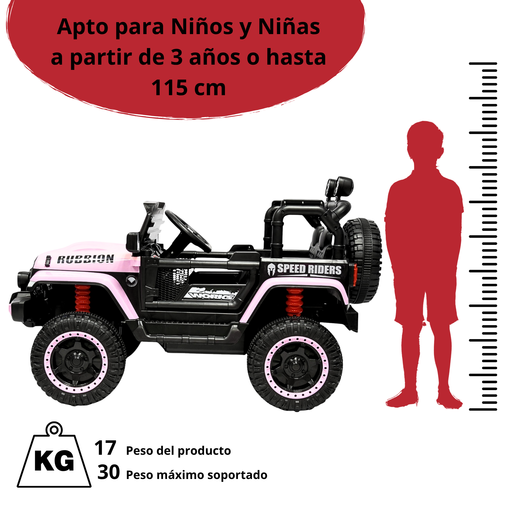 Foto 6 | Montable Electrico Camioneta Para Niños Control Remoto Luz 12v - Rosa Claro