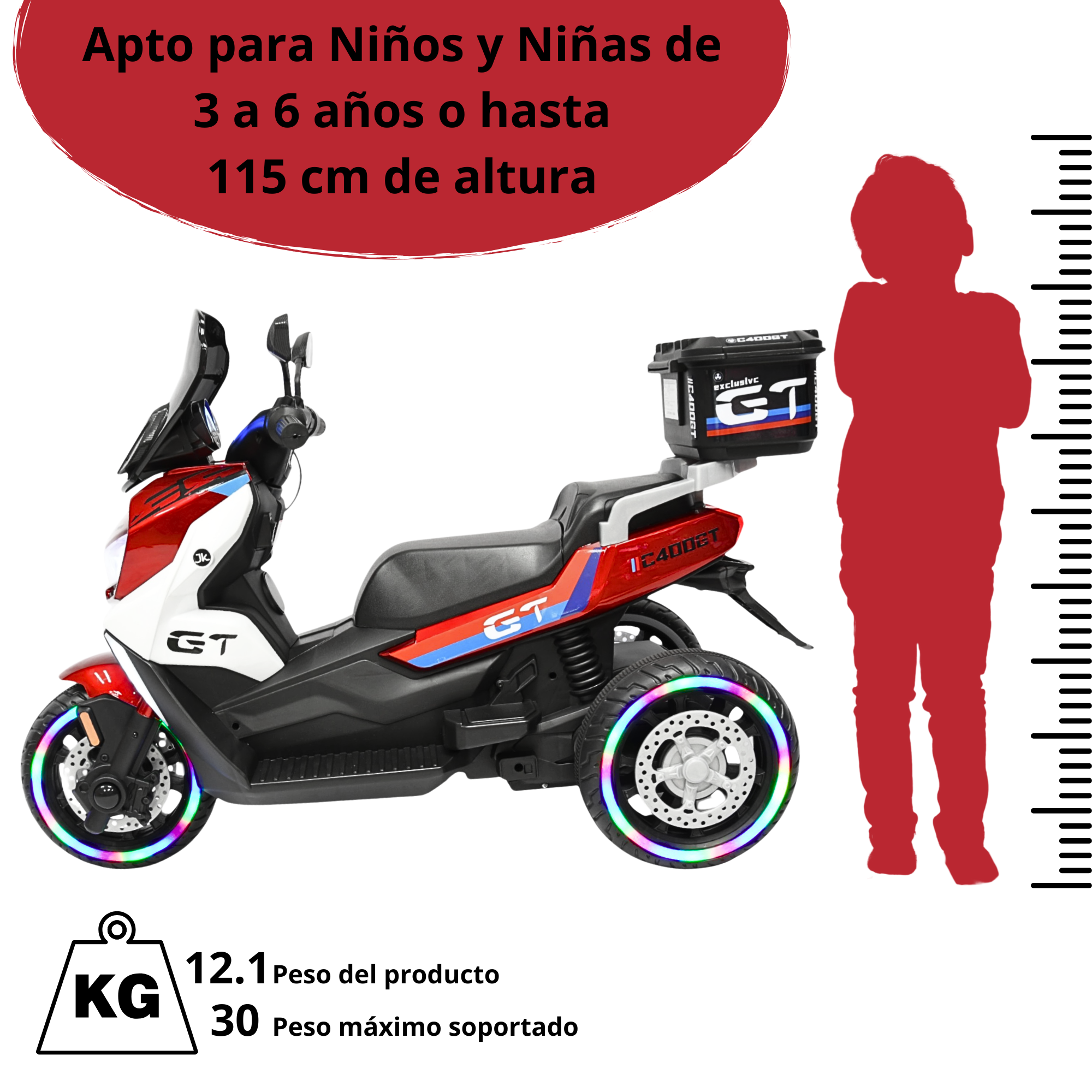Foto 7 pulgar | Motocicleta Montable Eléctrica Para Niños Luces Sonido Conexión Usb Y Bluetooth Batería 6v Apta A Partir De 3 Años