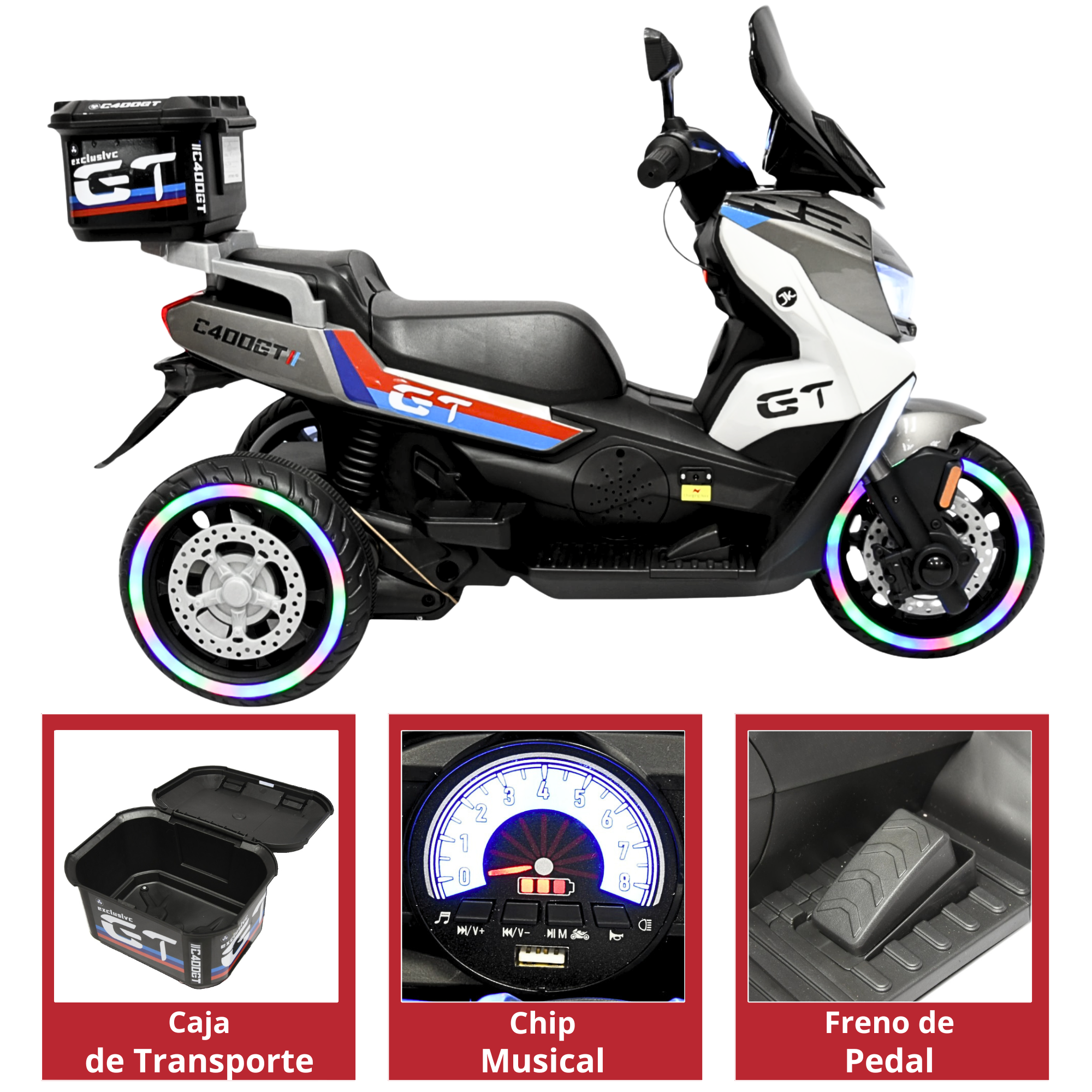 Foto 5 | Motocicleta Montable Eléctrica Para Niños Luces Sonido Conexión Usb Y Bluetooth Batería 6v Apta A Partir De 3 Años