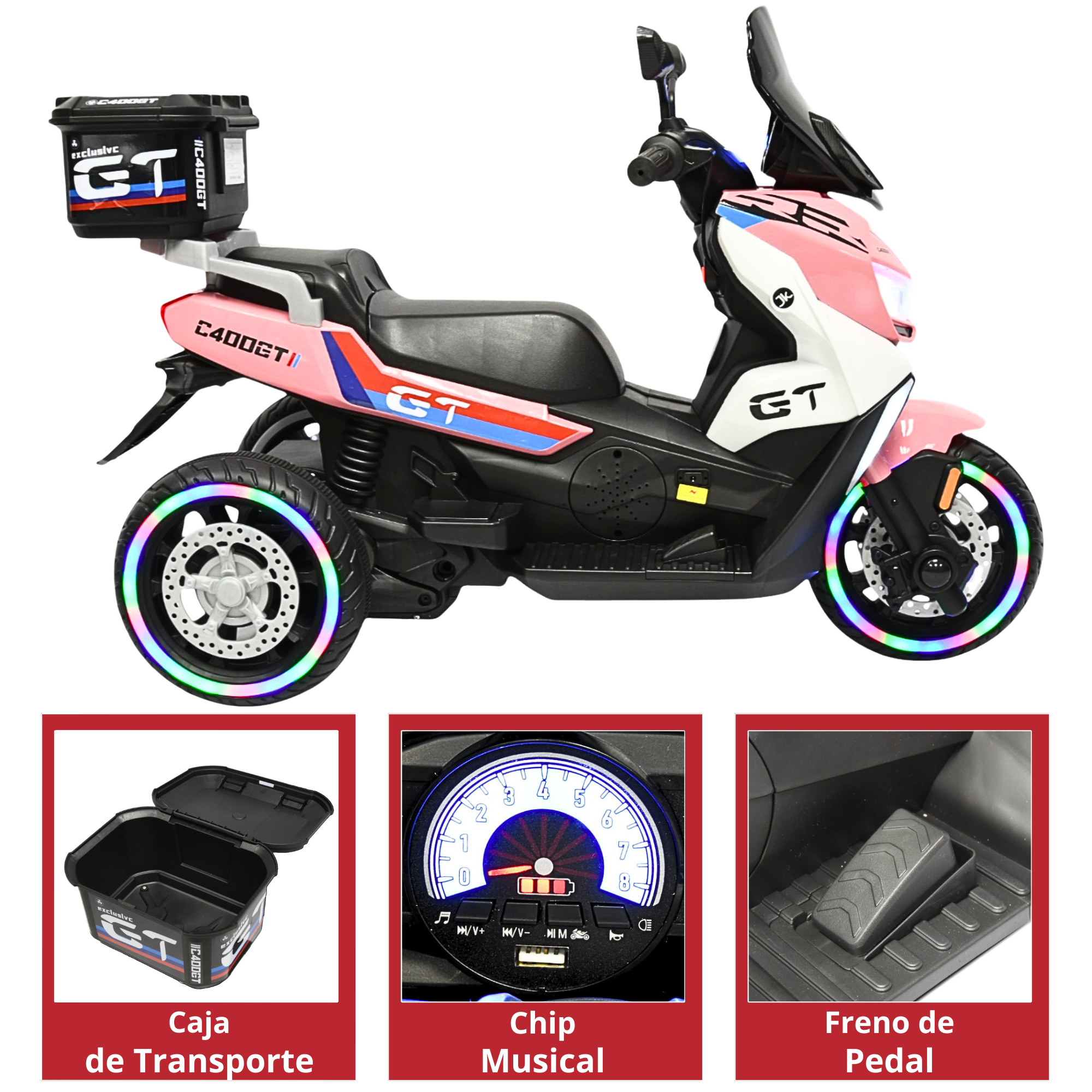 Foto 6 pulgar | Motocicleta Montable Eléctrica Para Niños Luces Sonido Conexión Usb Y Bluetooth Batería 6v Apta A Partir De 3 Años