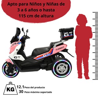 Foto 6 | Motocicleta Montable Eléctrica Para Niños Luces Sonido Conexión Usb Y Bluetooth Batería 6v Apta A Partir De 3 Años