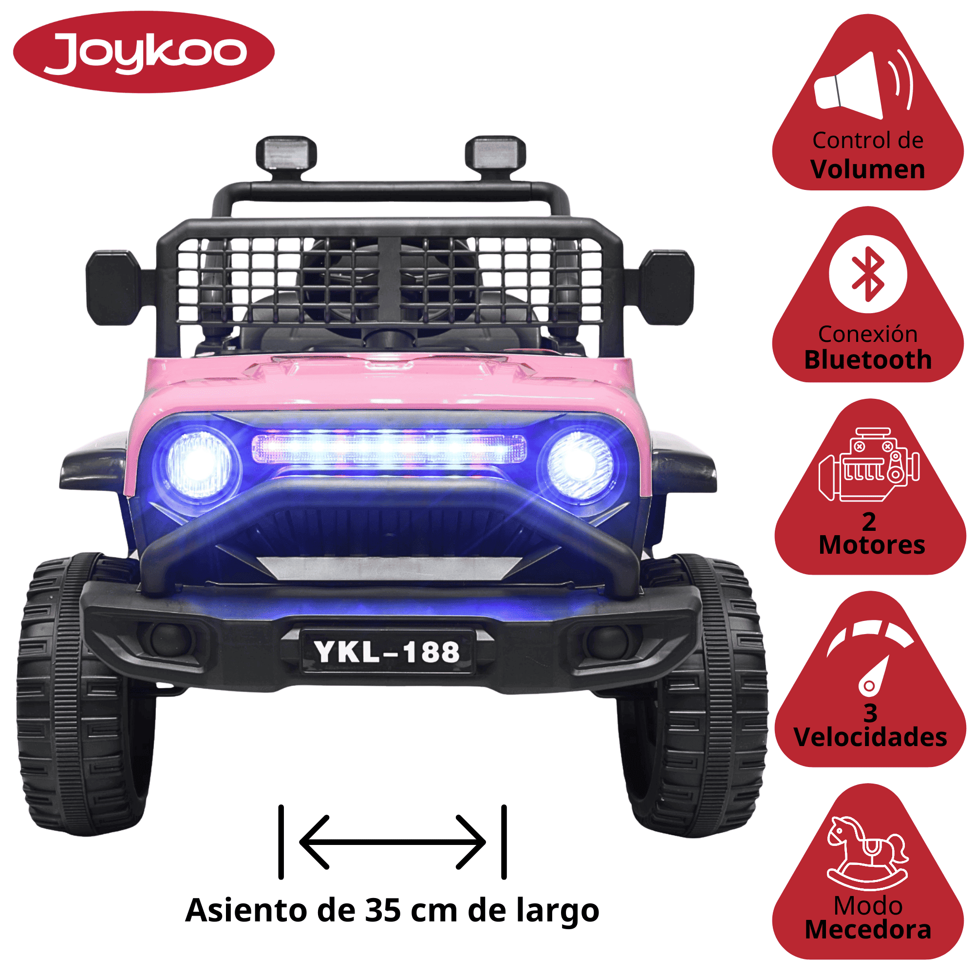 Foto 3 | Montable Electrico Camioneta Para Niños Con Luz Y Sonido 12v Control Remoto Bluetooth Apto A Partir De 3 Años - Rosa