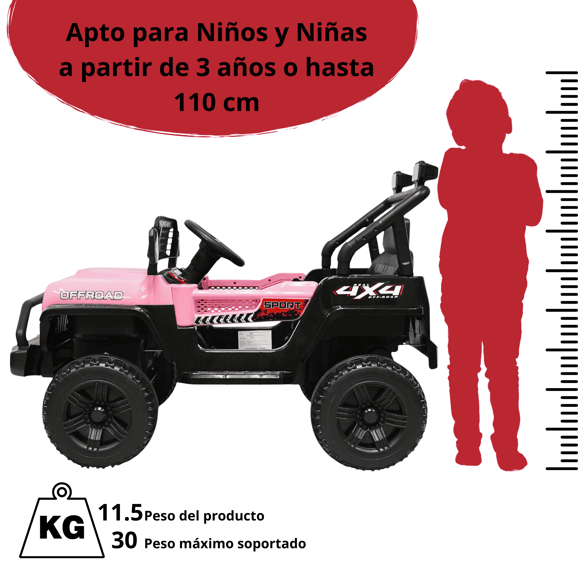 Foto 7 pulgar | Montable Electrico Camioneta Para Niños Con Luz Y Sonido 12v Control Remoto Bluetooth Apto A Partir De 3 Años - Rosa