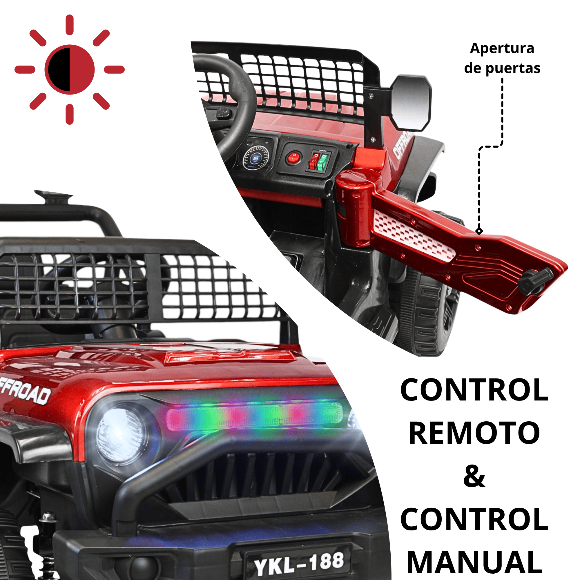 Foto 3 pulgar | Montable Electrico Camioneta Para Niños Con Luz Y Sonido 12v Control Remoto Bluetooth Apto A Partir De 3 Años - Rojo