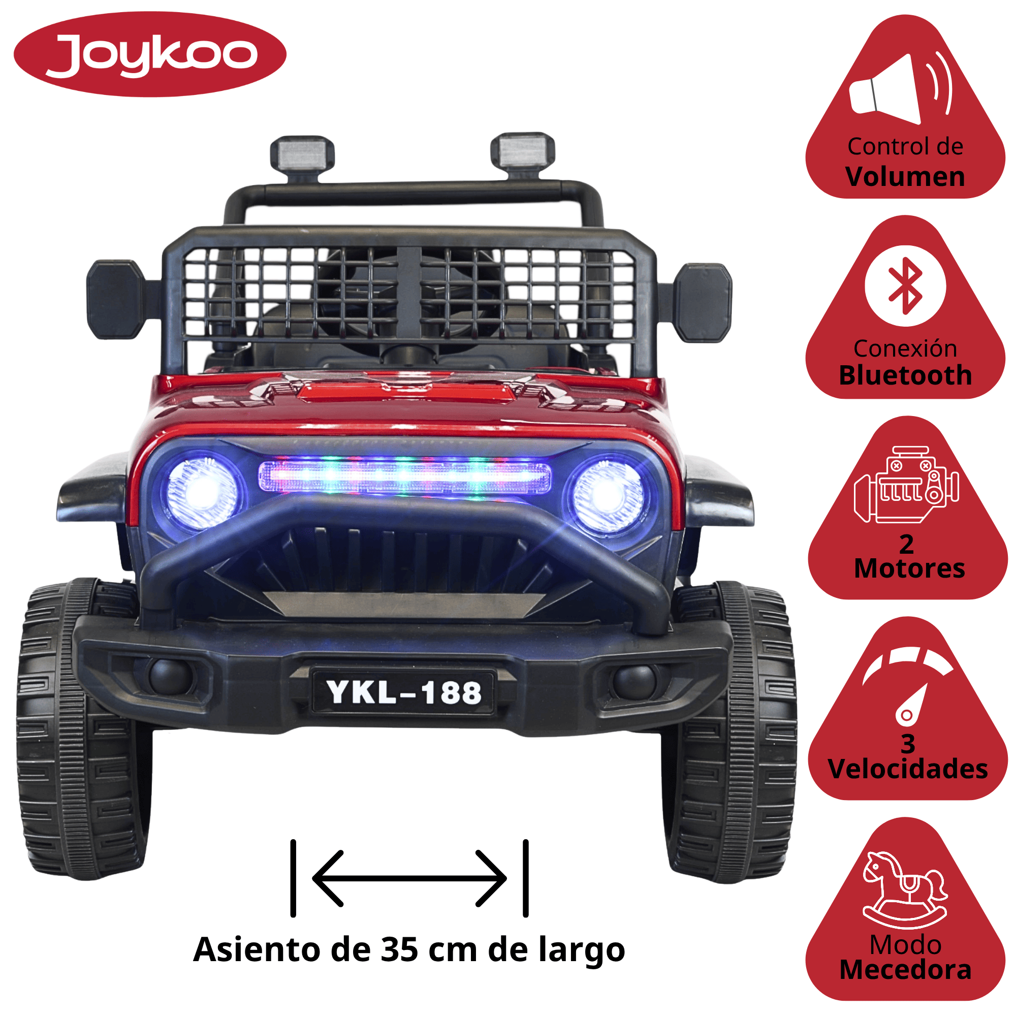 Foto 4 pulgar | Montable Electrico Camioneta Para Niños Con Luz Y Sonido 12v Control Remoto Bluetooth Apto A Partir De 3 Años - Rojo