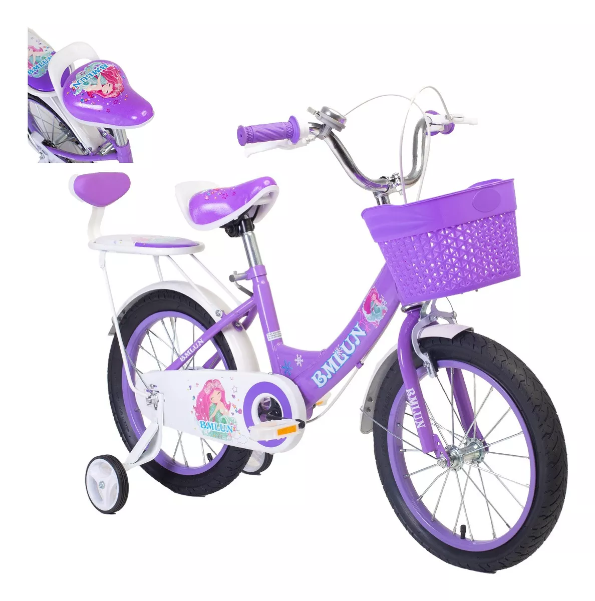 Foto 1 | Bicicleta Entrenadora Para Niños Aeiou Qk-09 Con Canasta R12 Morada
