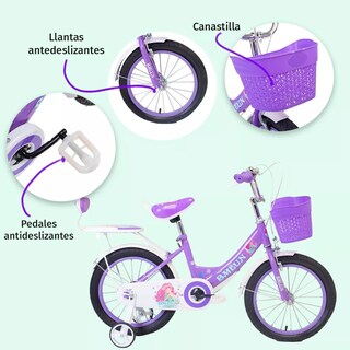 Foto 2 | Bicicleta Entrenadora Para Niños Aeiou Qk-09 Con Canasta R12 Morada
