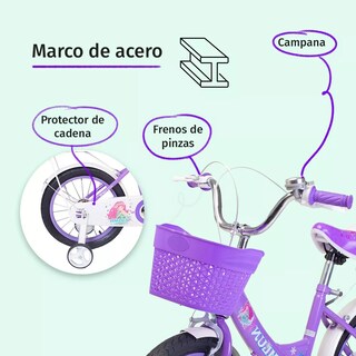 Foto 3 | Bicicleta Entrenadora Para Niños Aeiou Qk-09 Con Canasta R12 Morada