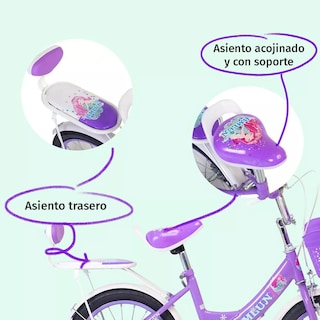 Foto 4 | Bicicleta Entrenadora Para Niños Aeiou Qk-09 Con Canasta R12 Morada