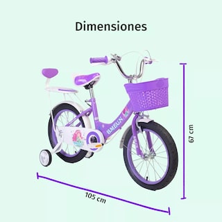 Foto 5 | Bicicleta Entrenadora Para Niños Aeiou Qk-09 Con Canasta R12 Morada